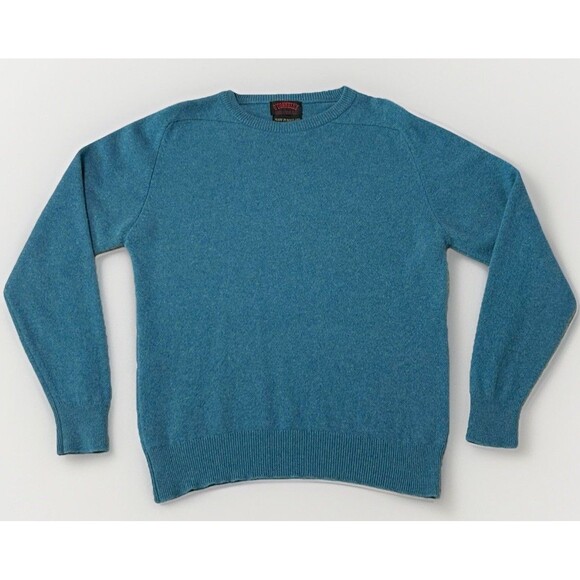 O’Connell’s Scotland Shetland Wool Sweater Mens 42/Med Blue Heathered Turquoise - Picture 1 of 7